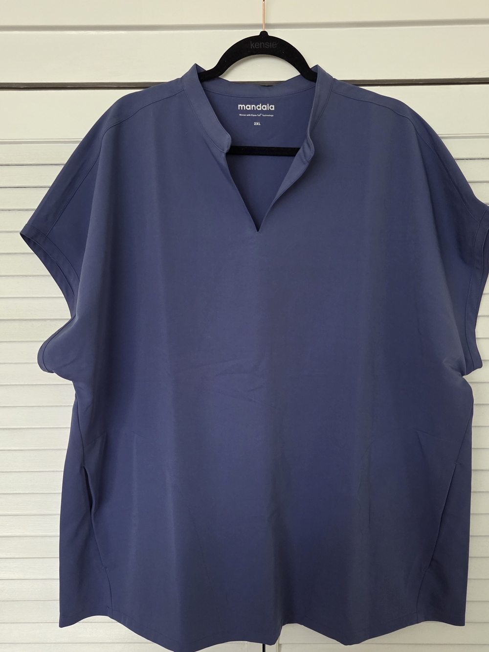 2XL Mandala Scrubs Mandarin Dolman Top Deep Periwinkle